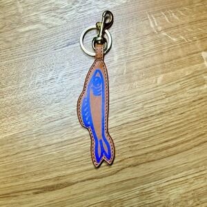 Clare V Le sardine keychain NWT retail $125 brown/blue